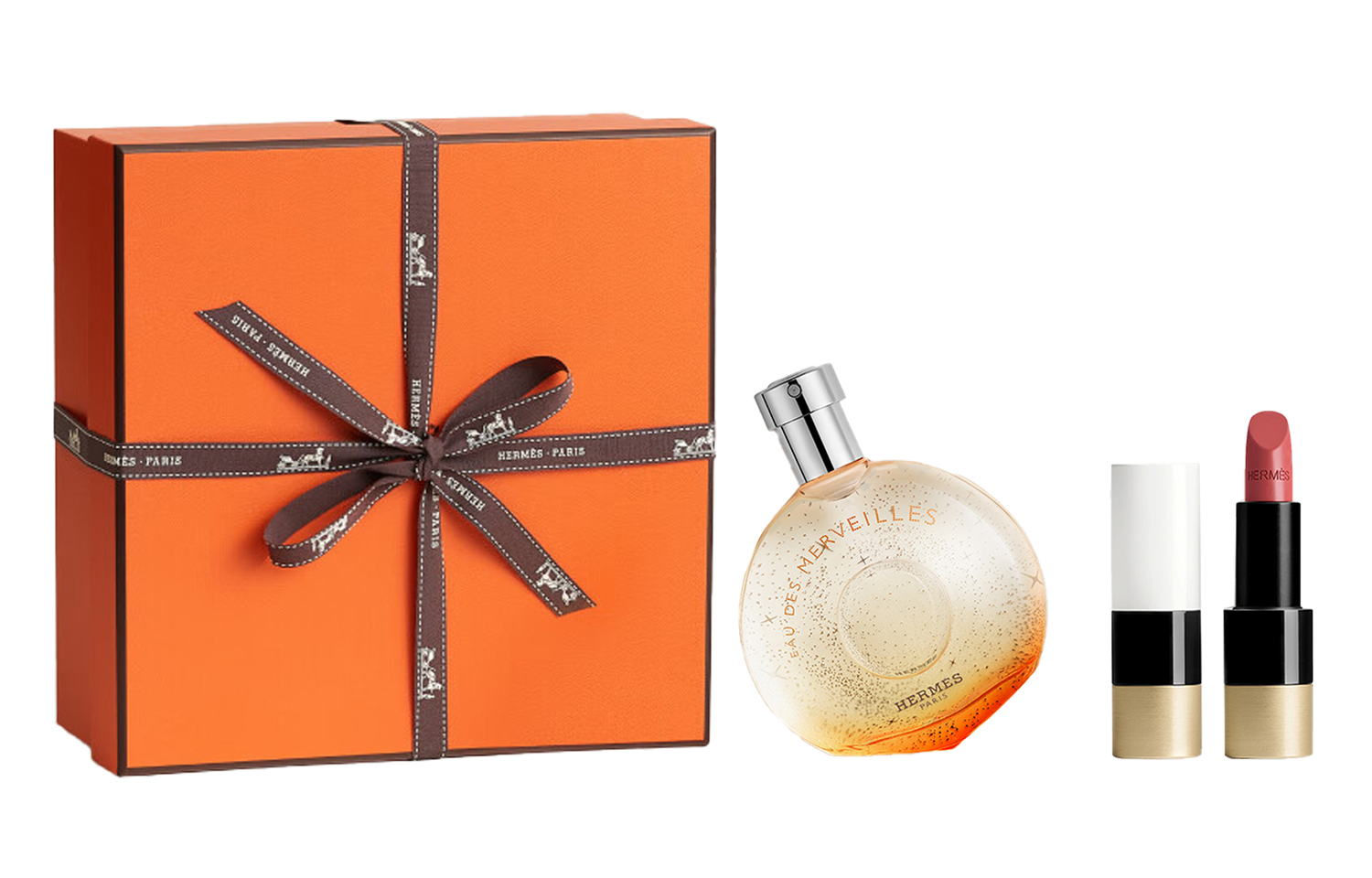 Подарочный набор Hermès с туалетной водой Eau des Merveilles и помадой Rouge Hermès №21, 100 мл + 3,5 г — фото 2