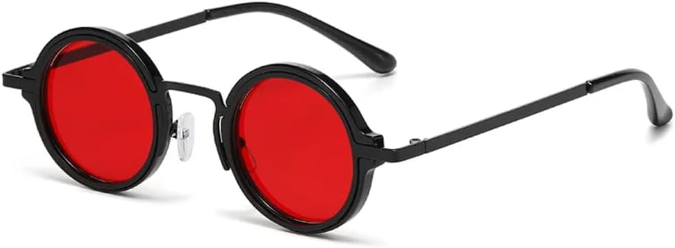 

Ретро круглые панк-солнцезащитные очки для женщин, модные градиентные леопардовые очки, очки цвета чайного дерева, защита от УФ-излучения UV400 для мужчин TVTBBVV, Black Red