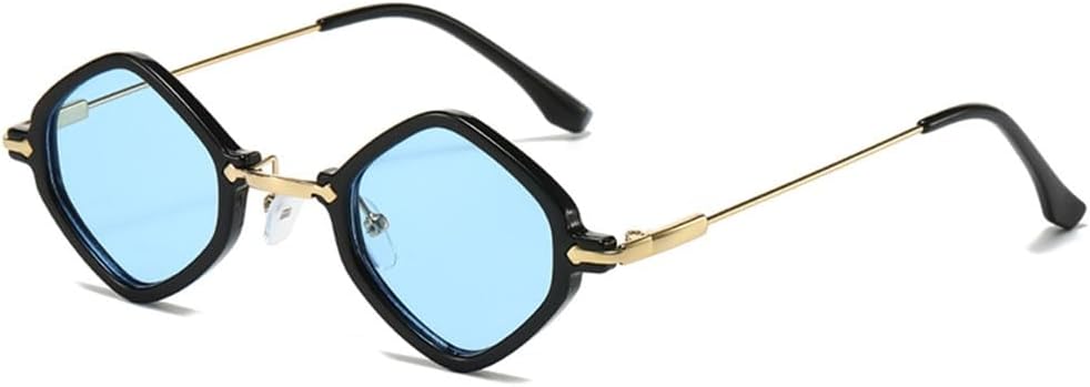 

Ретро-солнцезащитные очки для женщин в стиле «маленький многоугольник», прозрачные линзы с градиентом, защита от УФ-излучения UV400, мужские солнцезащитные очки в стиле панк generic, Black Blue