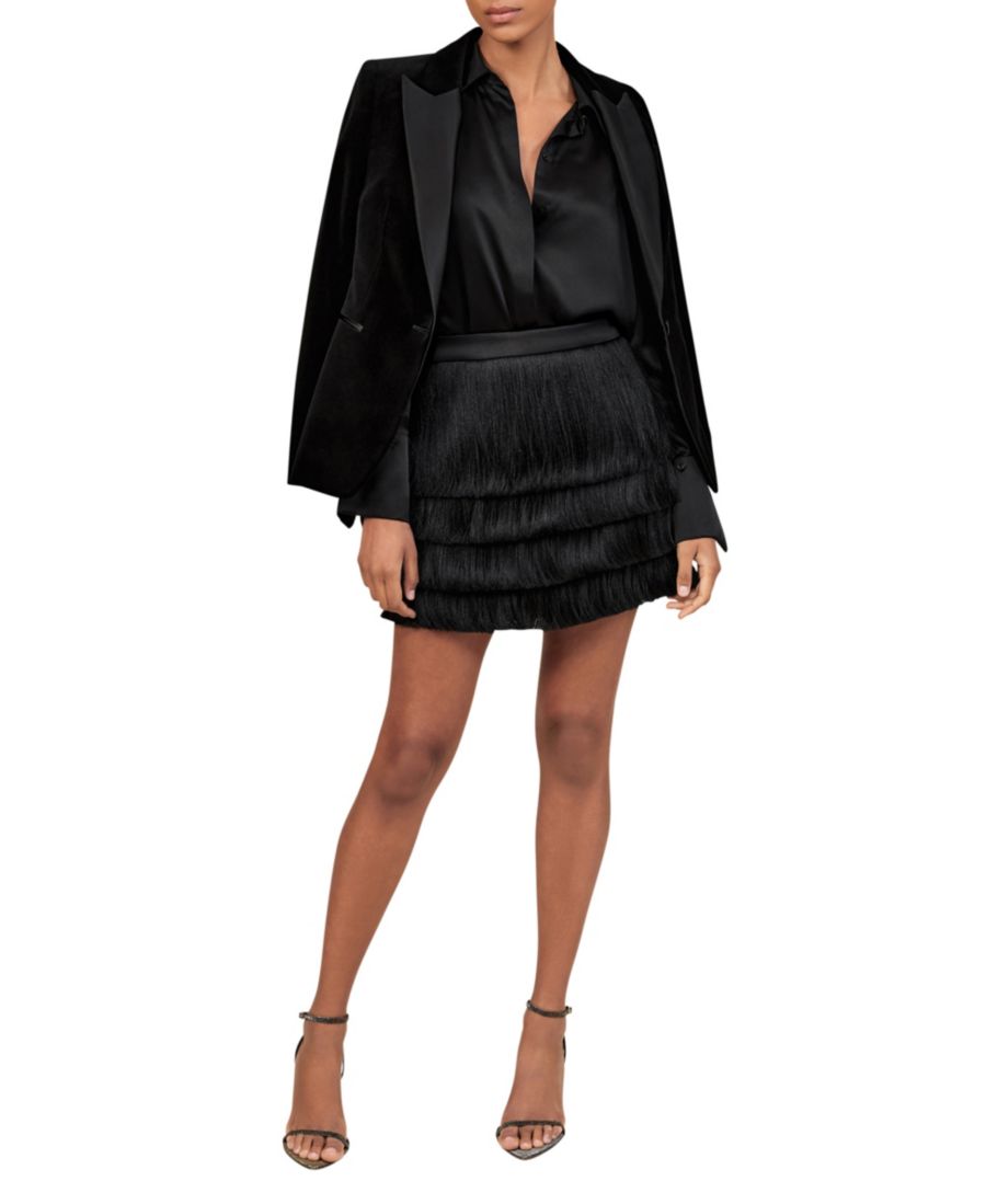 

Женская мини-юбка с бахромой REISS, Black