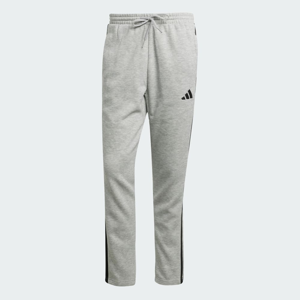 Спортивные брюки Adidas Essentials 3-Stripes Open Hem Fleece Pants, цвет Medium Grey Heather/Black — фото 4