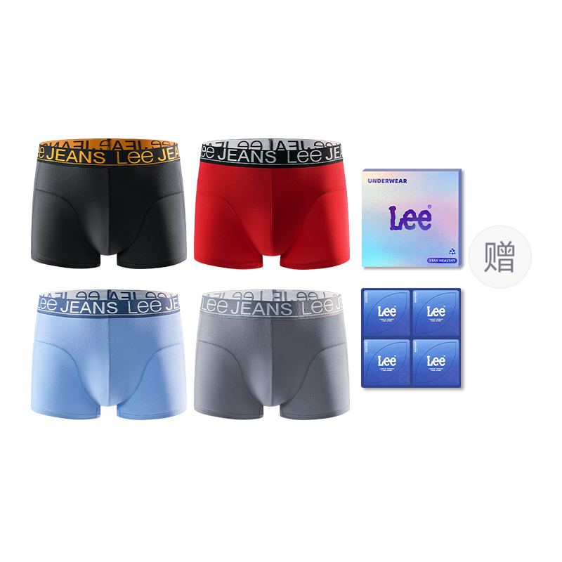 

Классические трусы 101 мужские набор из 4 штук в подарочной коробке Lee, черный