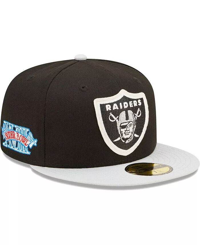 

Мужская черная, серебристая приталенная шляпа Las Vegas Raiders Super Bowl XVIII Letterman 59FIFTY New Era