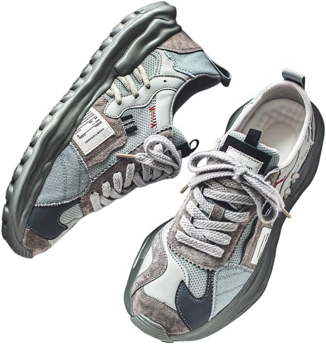 

Удобные нескользящие прочные кроссовки с толстой подошвой, мужские стильные кеды в уличном стиле с цветными вставками, подходящие для активного отдыха на улице Hhhchpm, серый