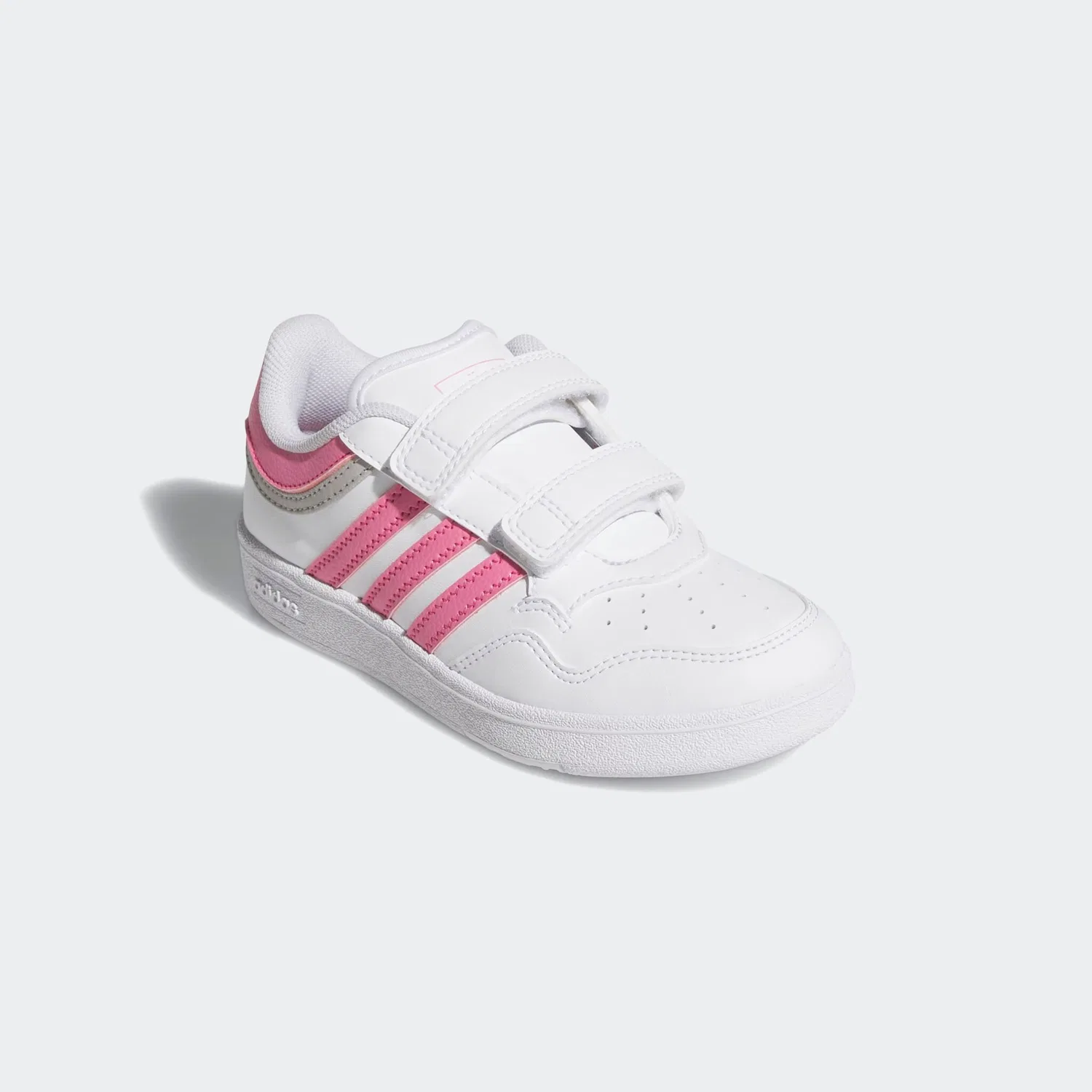 Детские кроссовки на липучках Hoops 4.0 Adidas, Cloud White/Pink Fusion/Grey Two