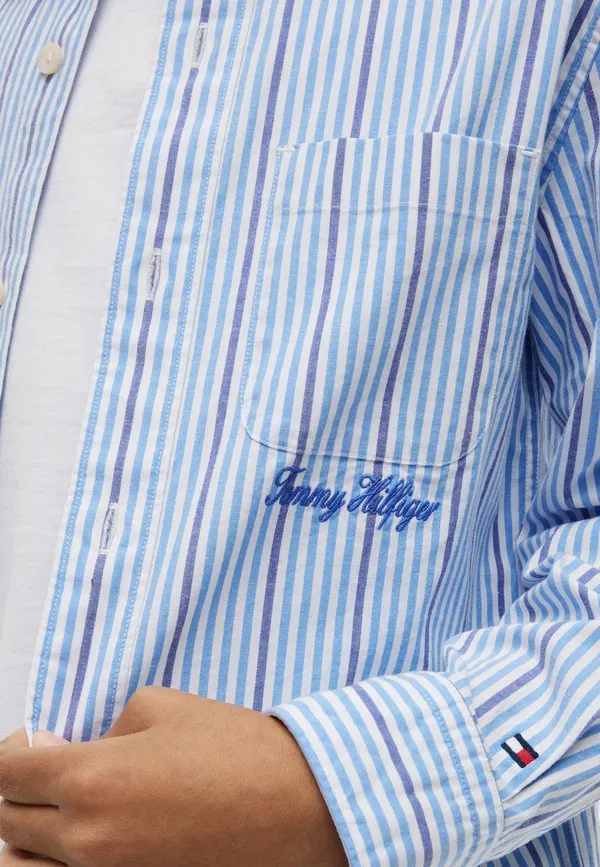 Блуза хлопковая Graphic stripe unisex, Tommy Hilfiger, copenhagen blue stripe, синий — фото 4