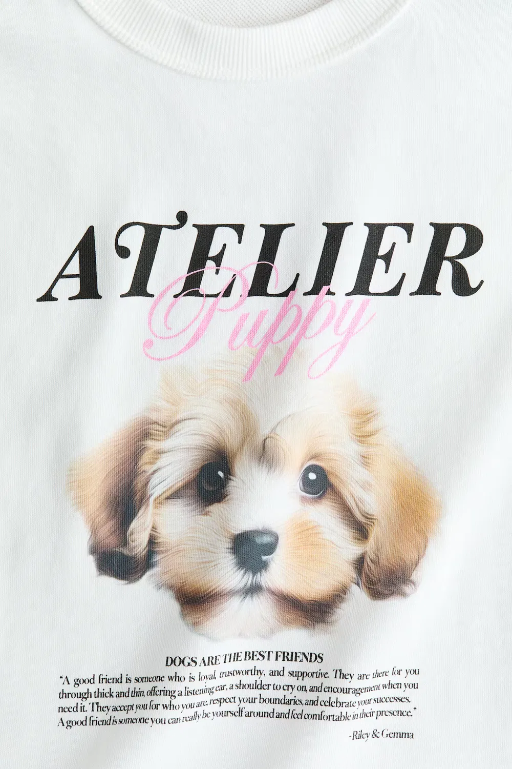 Футболка с декоративным рисунком, свободного кроя H&M, Weiß/Hund — фото 2
