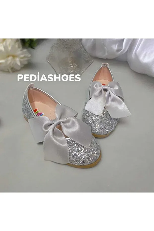 Детские балетки для девочек с принтом Patik Bebe, Silver Sim — фото 2