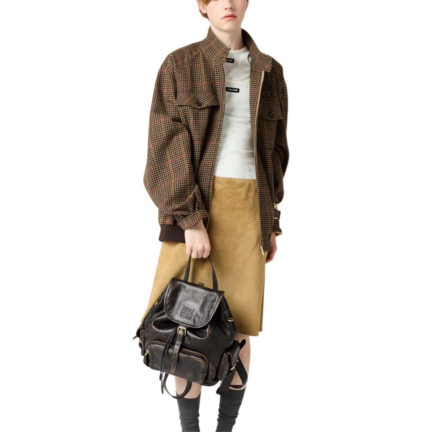 Куртка женская, двубортная, MIU MIU, Camel Brown — фото 4