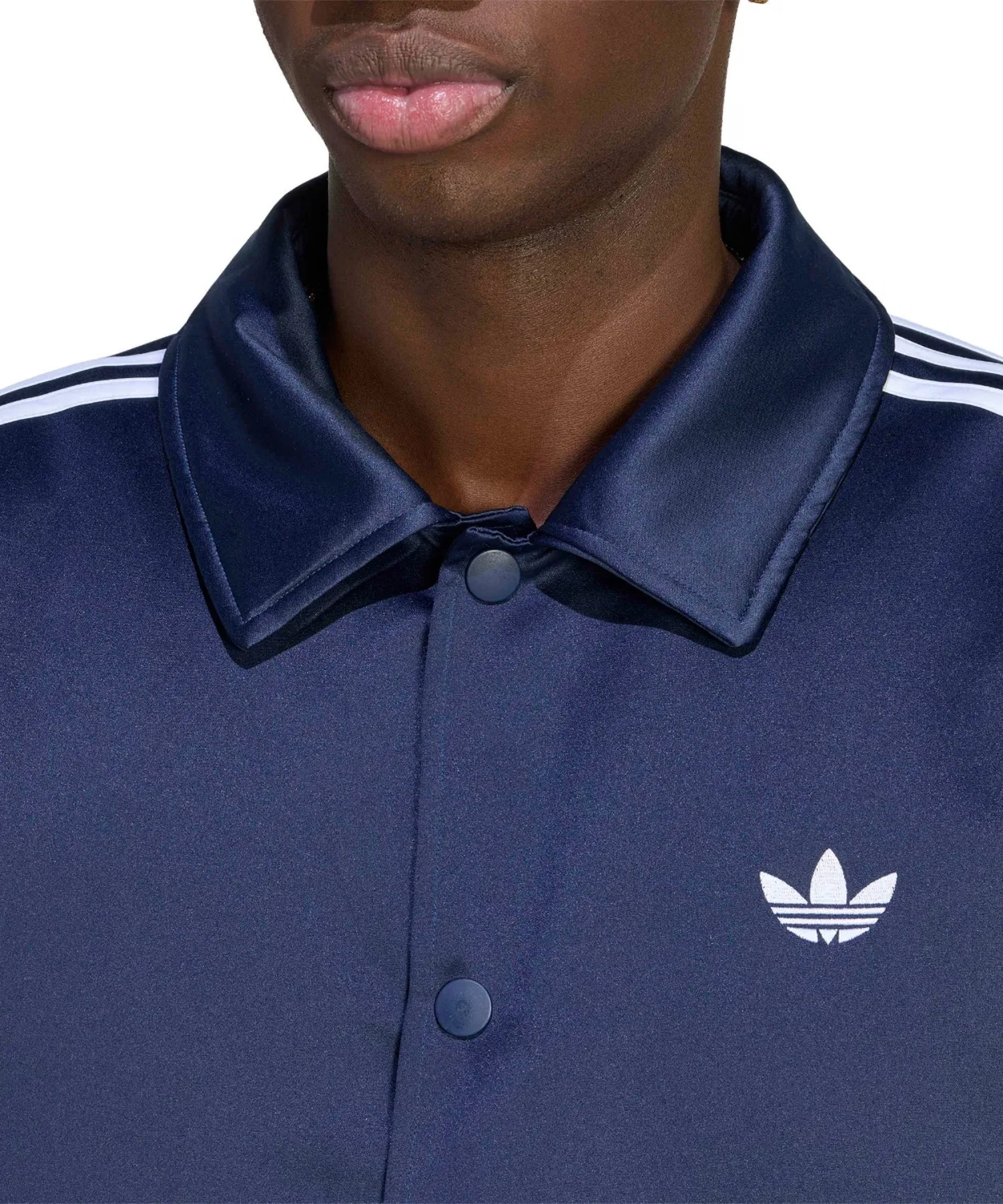 Мужская куртка с сатиновой отделкой и утеплителем 3 Stripes Satin Padded Jacket Adidas, Navy — фото 3