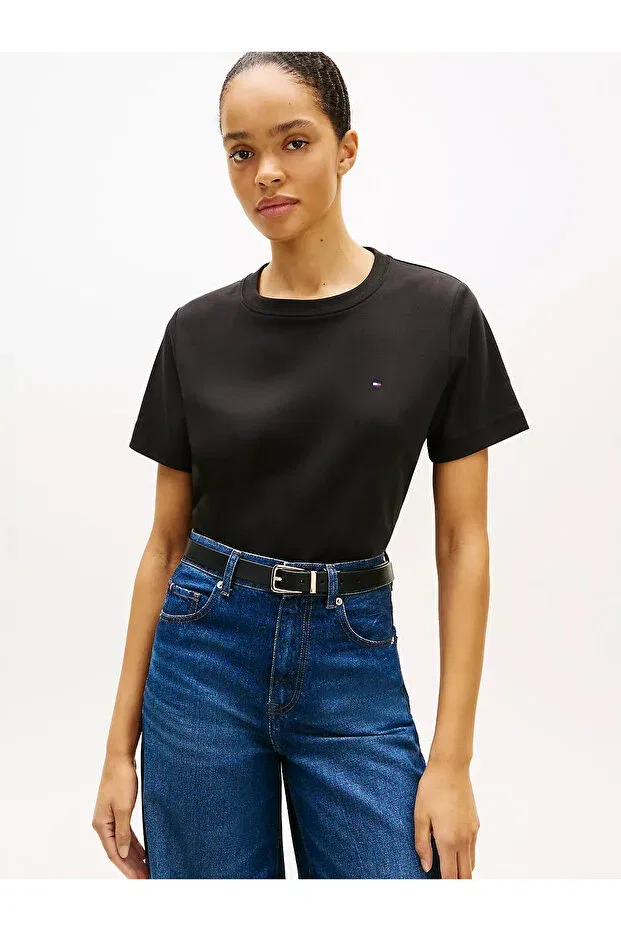 Женская хлопковая футболка с коротким рукавом Tommy Hilfiger, Black