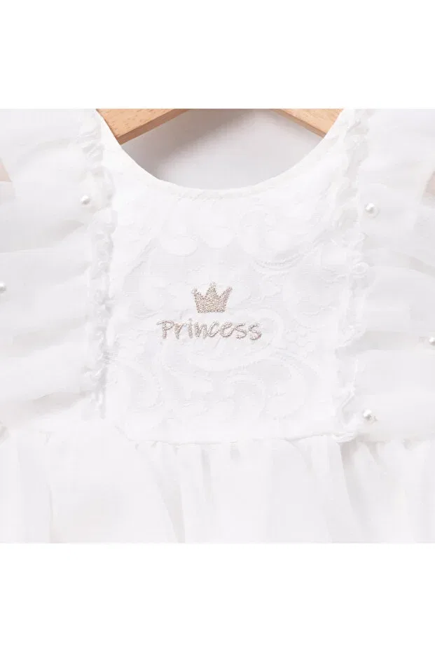 Детский комбинезон для девочек хлопковый Pure princess Ma Moi Baby For A Little Smile, Ecru — фото 4