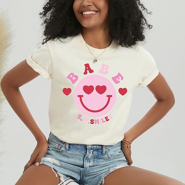 

SWSmiley babe smile - женская футболка с принтом garment dyed Simply Sage Market, Ivory