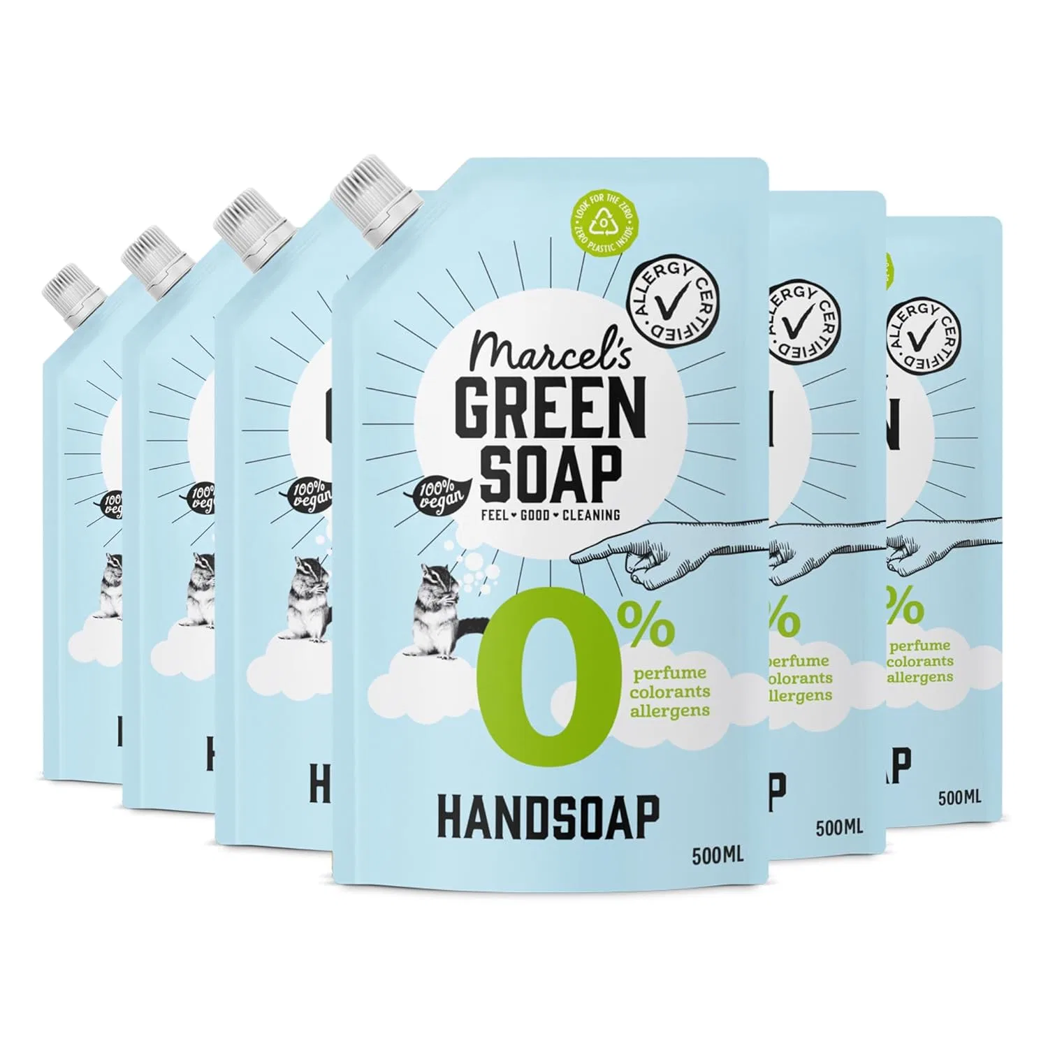 Жидкое мыло для рук Refill, Marcel's Green Soap, набор 6 шт, 500 мл, 0%