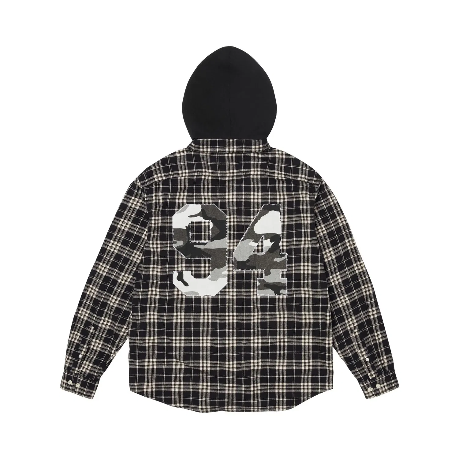 Рубашка фланелевая с капюшоном и аппликацией Supreme, Black — фото 2