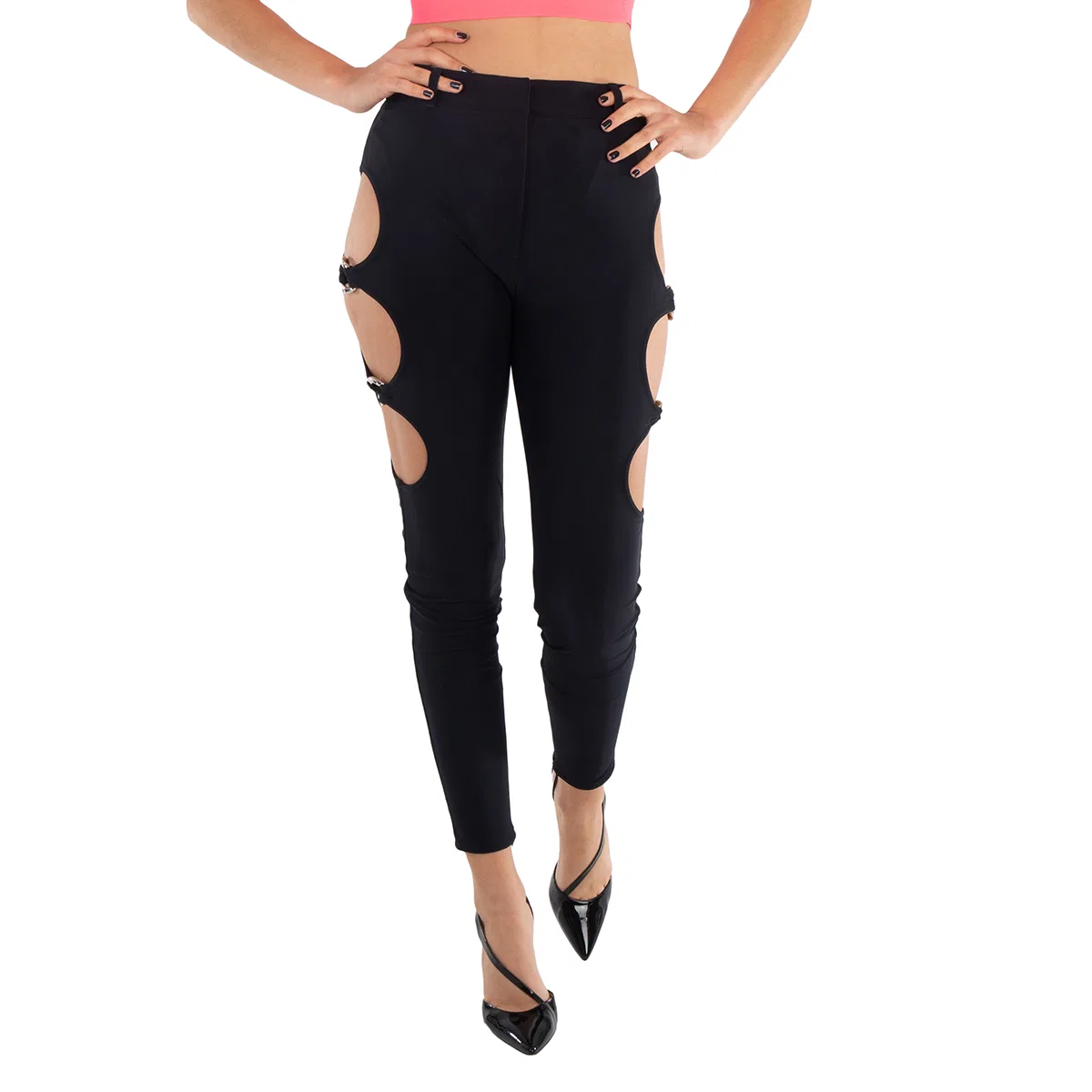 Леггинсы с вырезами Cut Out Hook And Bar Leggings Burberry, Black — фото 2