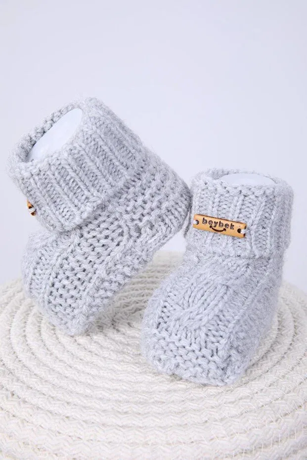 Детские пинетки для новорожденных трикотажные 100% Babyhola, Gray — фото 2