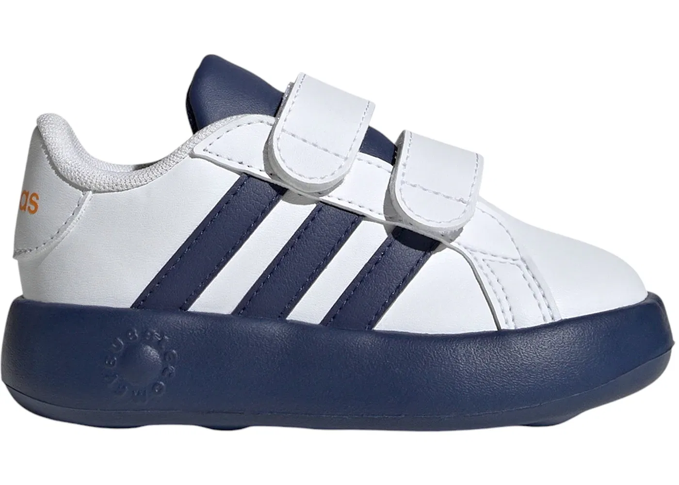 Детские кроссовки Lifestyle с застежкой-липучкой Adidas Grand Court 2.0, Cloud White Dark Blue