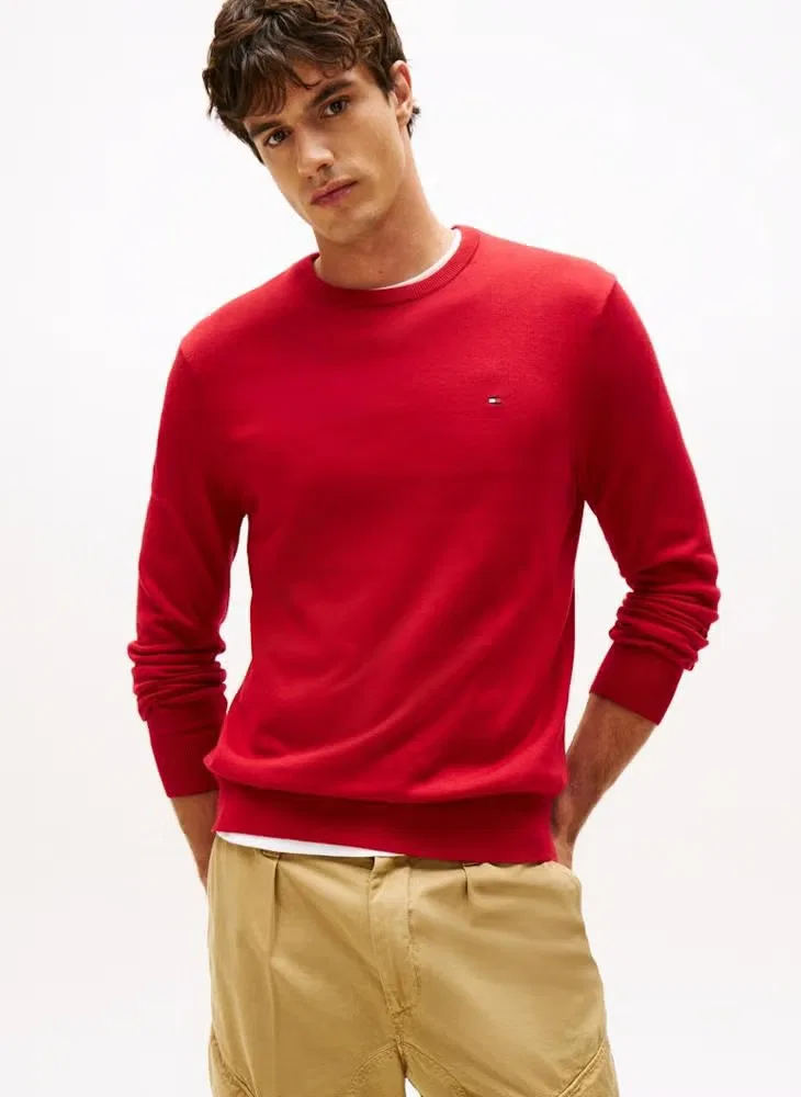 Пуловер с длинным рукавом Essential ssnl cotton crew neck Tommy Hilfiger, красный