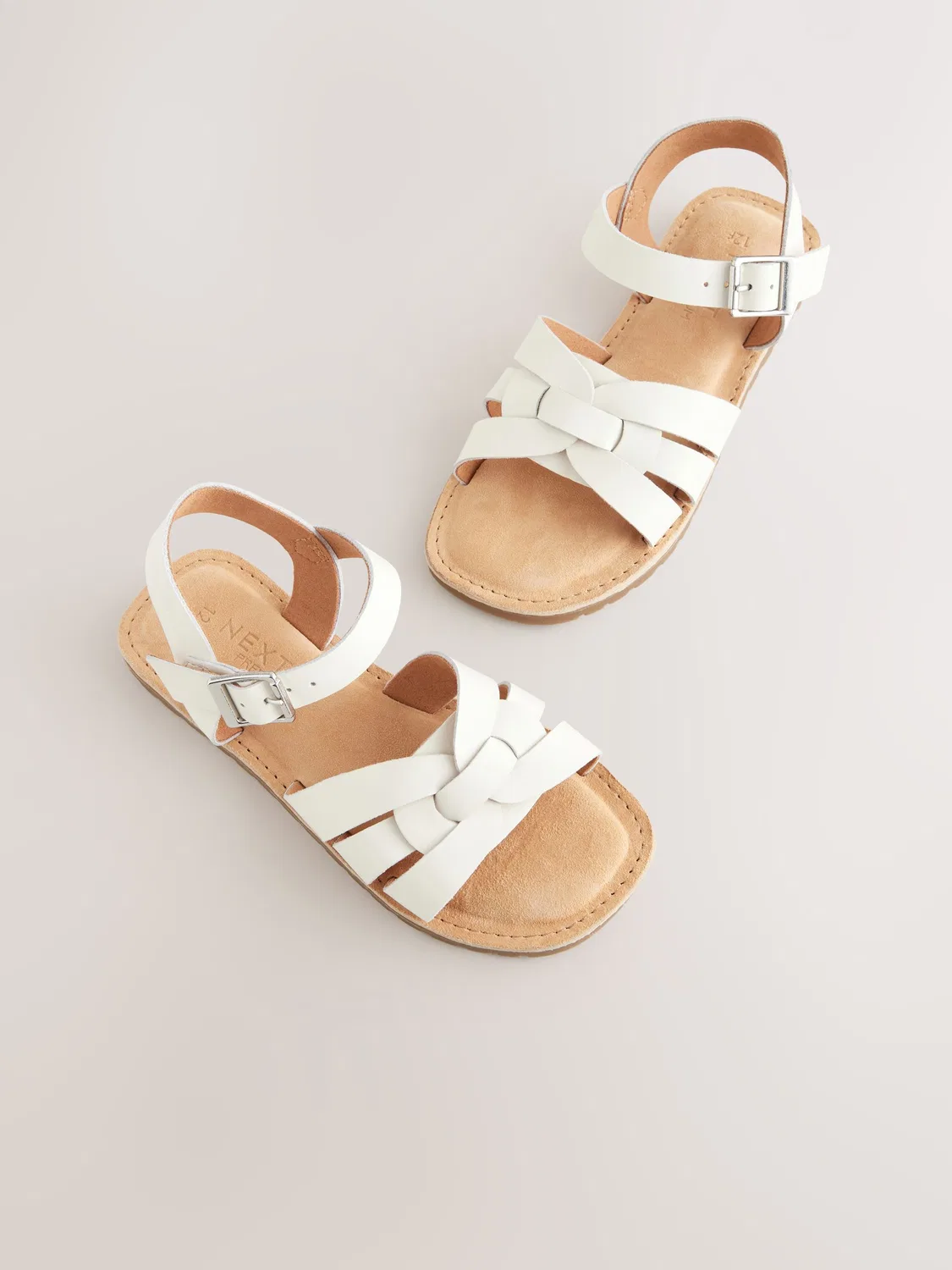 Сандалии плетеные, Leather Woven Next, белые