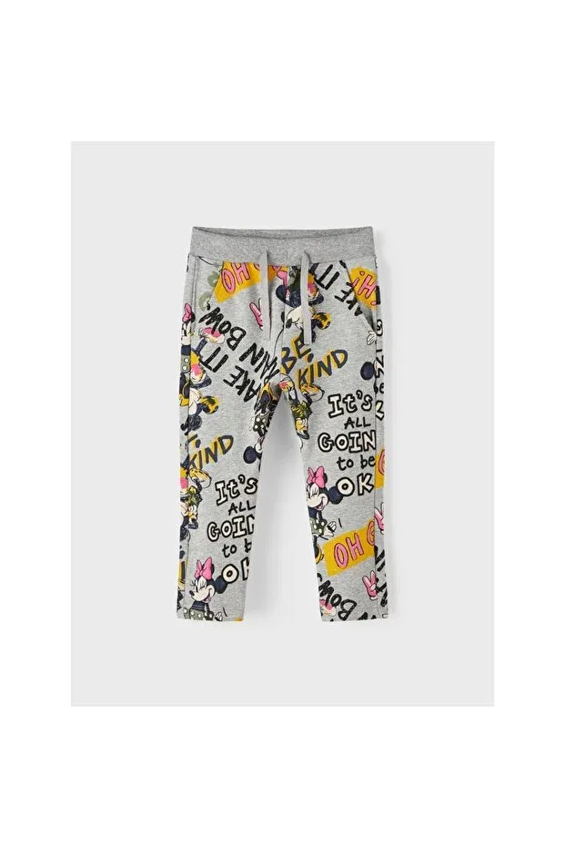 Детские спортивные штаны для девочек с принтом Alti Mini Name It, Gray-Melange — фото 4