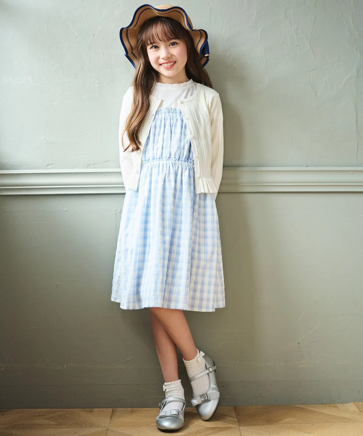 Детский кардиган с кружевным принтом Kumikyoku KIDS, Navy — фото 4