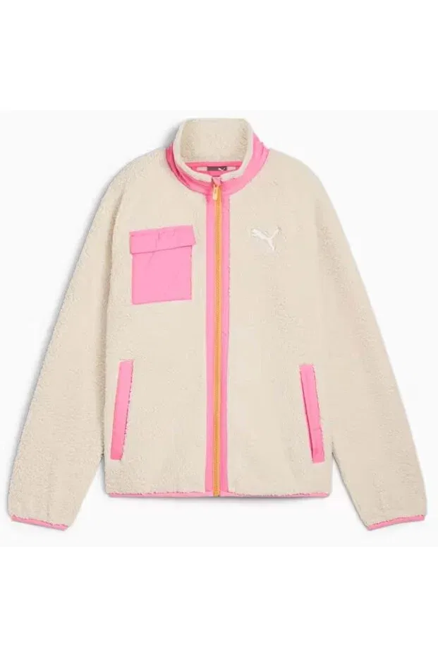 Детское пальто для девочек с капюшоном Hybrid Sherpa Jacket Puma, Ecru