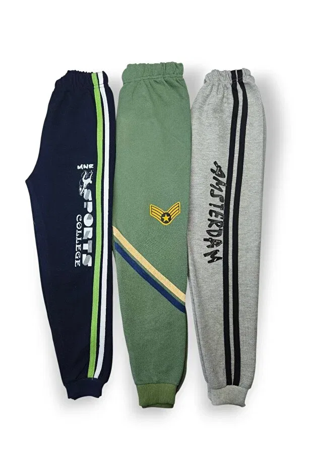 Детские спортивные штаны для мальчиков с принтом Minik Motion, Navy Blue - Green - Gray