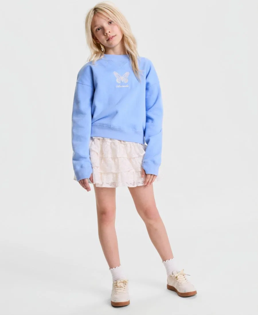 Свитшот с принтом бабочек Butterfly Crewneck Sweatshirt abercrombie kids, Pastel Blue — фото 2