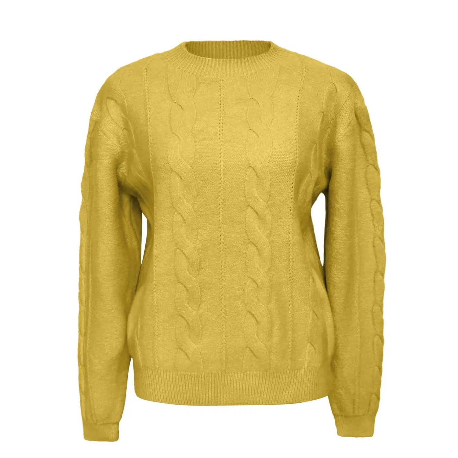 Женский свитер оверсайз с длинным рукавом, полосатый, Yellow — фото 4