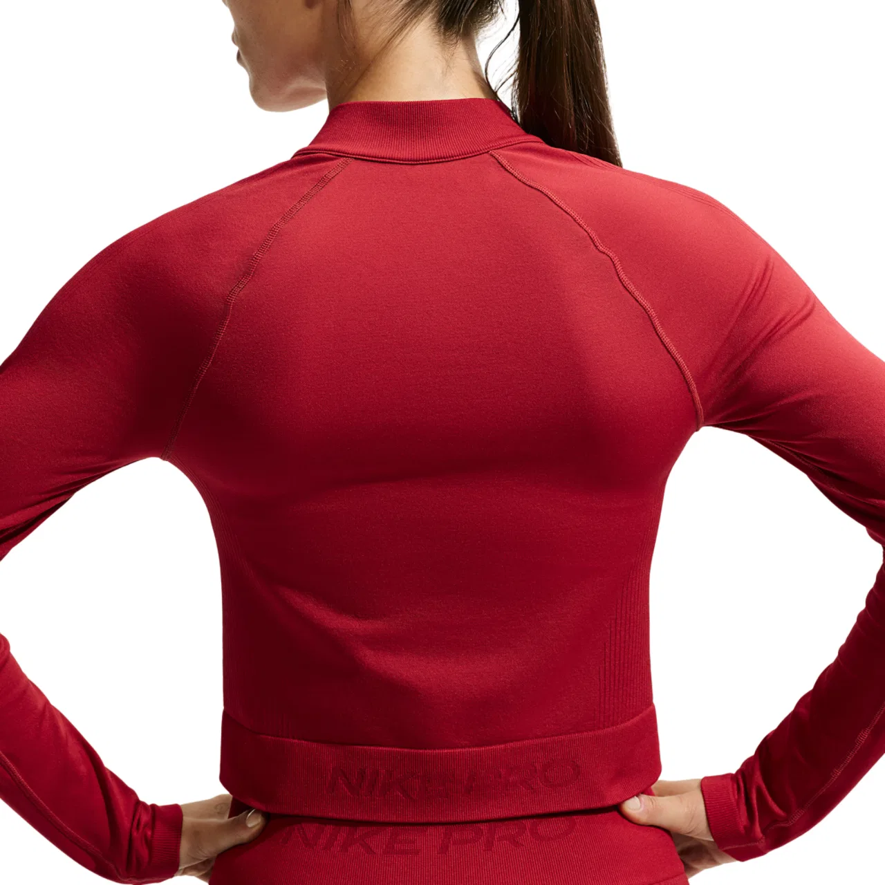 Женская футболка с длинным рукавом Nike Pro Dri-FIT Seamless FZ Midlayer, Tough Red — фото 2