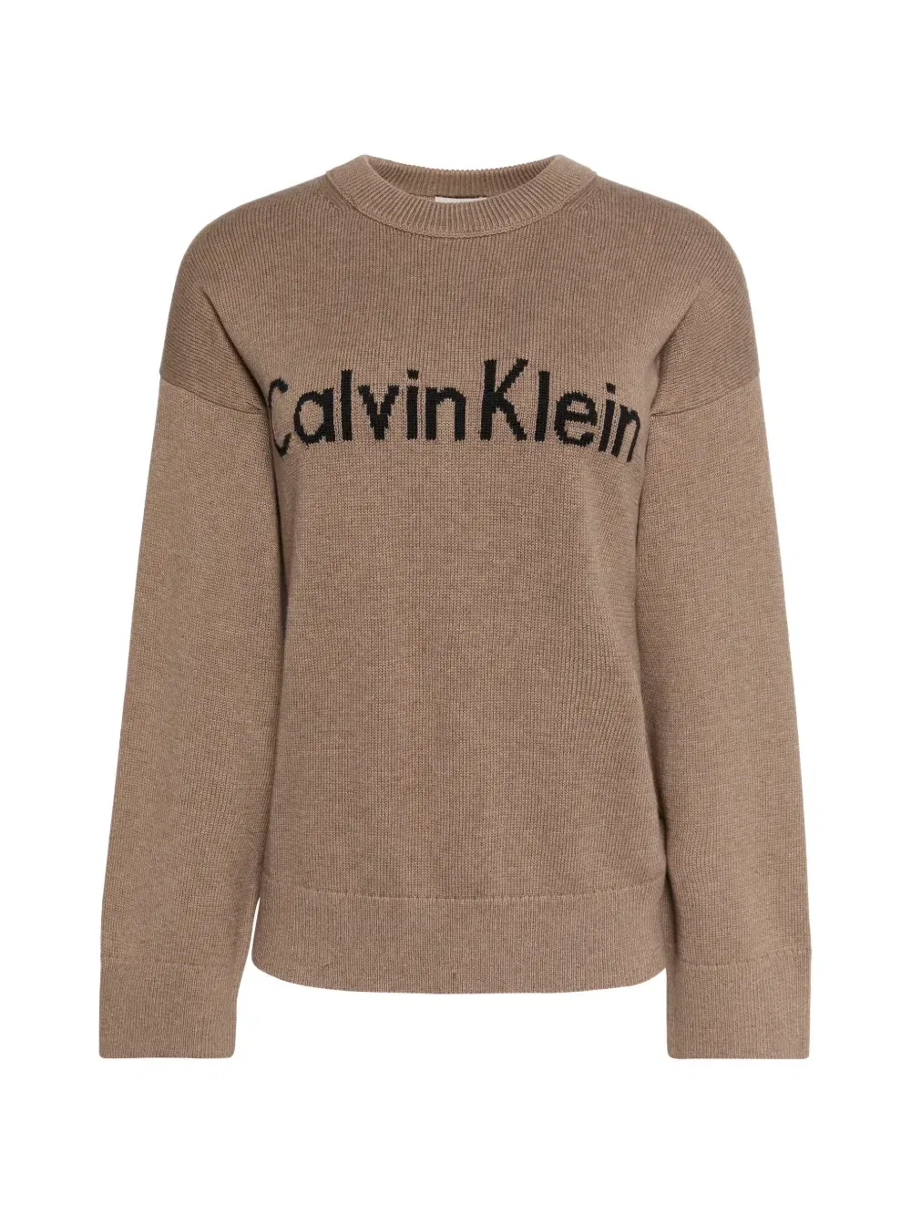 Свитер с вывязанным логотипом Calvin Klein, коричневый