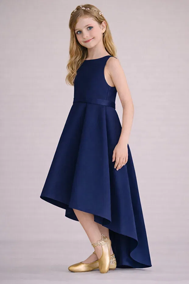 Детское платье для девочек сатиновое асимметричное Nsmkidslife, Navy Blue — фото 3