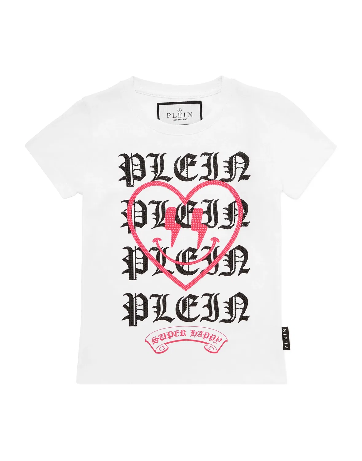 Детская футболка с принтом и стразами Burnout T-Shirt Sexy Pure Strass Heart PHILIPP PLEIN, White