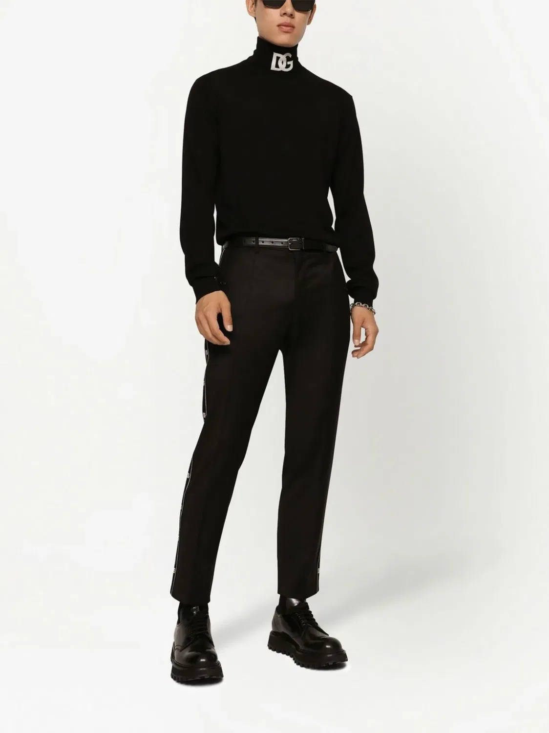 Штаны с логотипом и строгим кроем Dolce & Gabbana, черный — фото 4