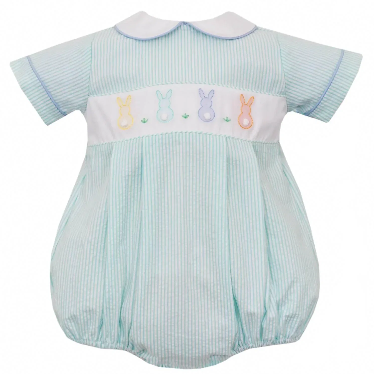 Детский боди-комбинезон для мальчиков с полосатым принтом Cotton Tail Stripe Seersucker Bubble Anavini, Aqua