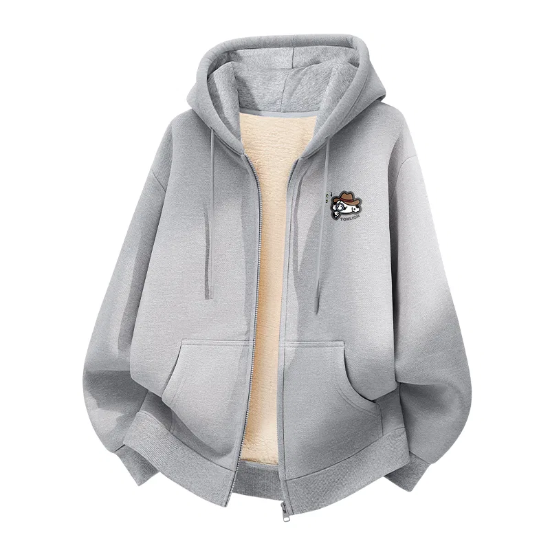 Детское худи на молнии с капюшоном Tonlion, Grey Bean Green — фото 3