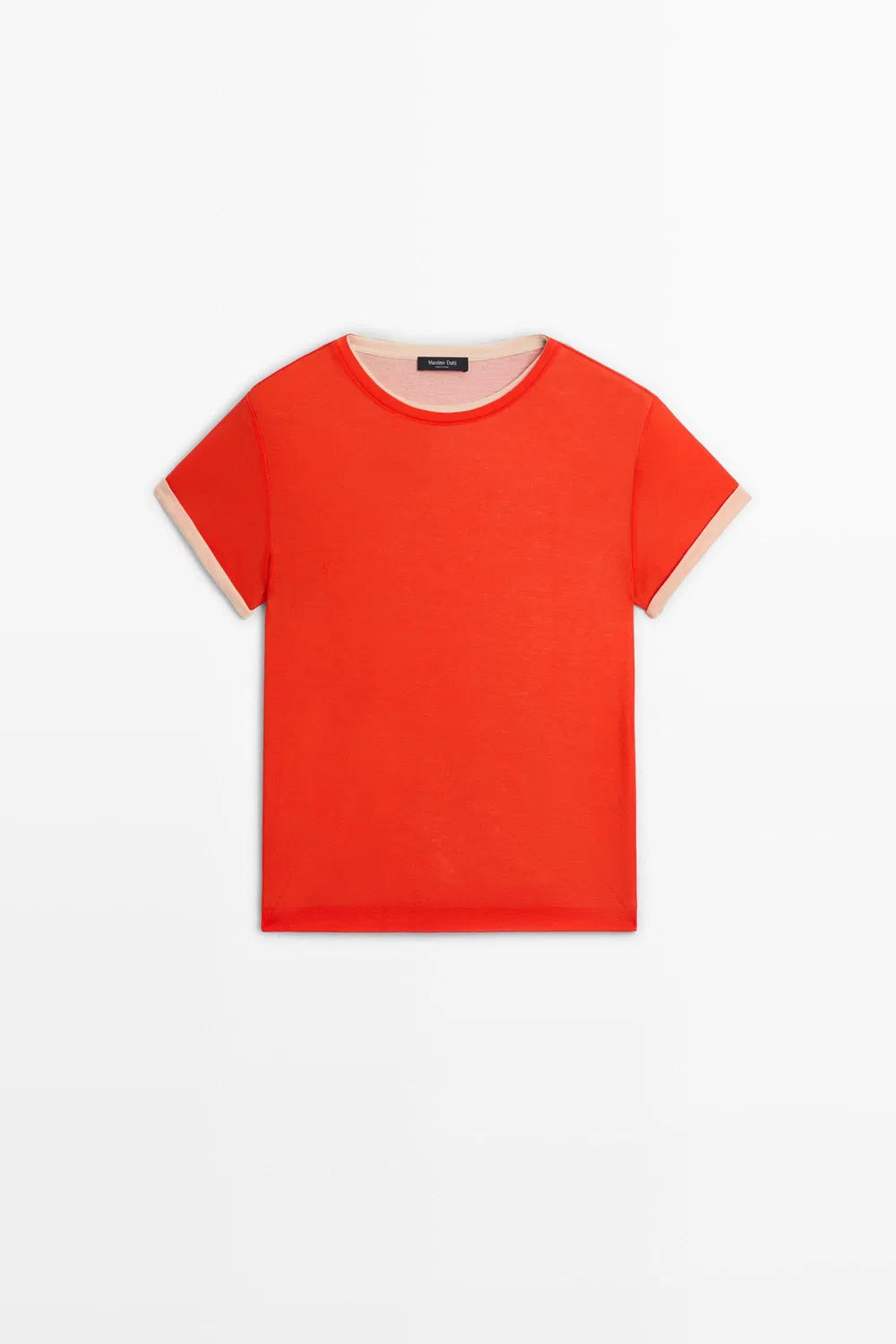 Футболка Massimo Dutti Double-Layer Short Sleeve, красный — фото 2