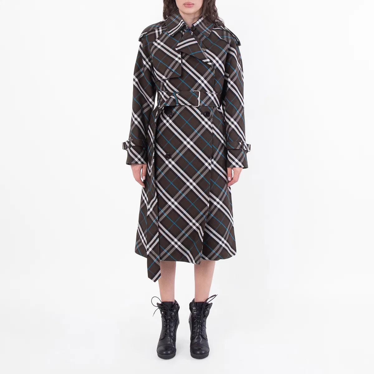 Пальто-тренч длинное с принтом Nova Check Snug Check-Print Long Trench Coat Burberry, Snug Ip Check