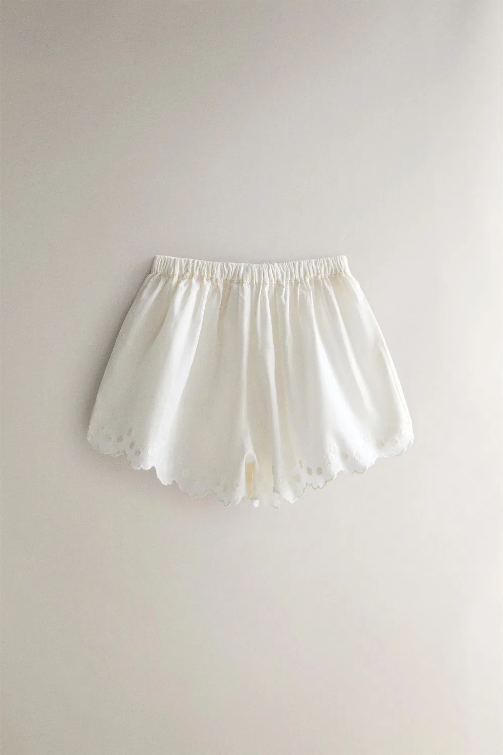 Детский комплект из вышитого хлопкового топа и шорт ZARA, Cream — фото 4