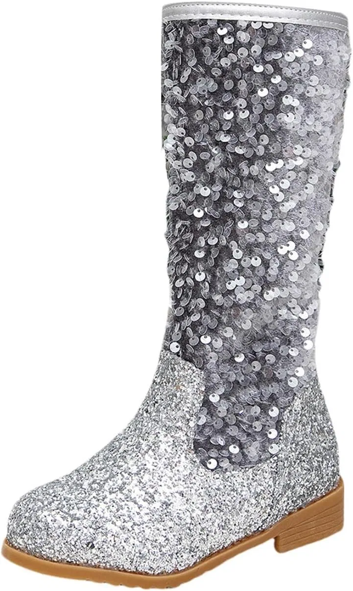 Детские сапоги для девочек с блестками Glitter Cowboy Boots, Silver
