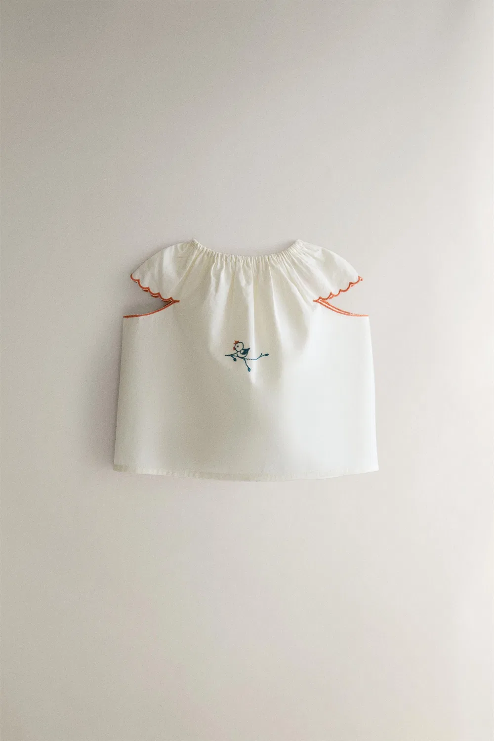 Детская вышитая рубашка ZARA, Oyster-white