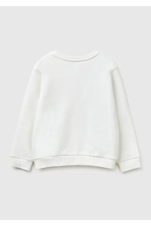Детские свитшот для девочек с принтом United Colors Of Benetton, White — фото 2