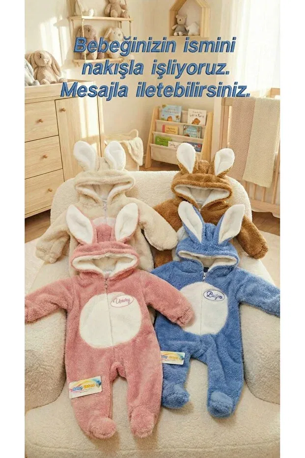 Детский комбинезон из плюша с длинным рукавом Named Plush Winter Baby Romper Bebek_Iklimi, Nude Color — фото 3