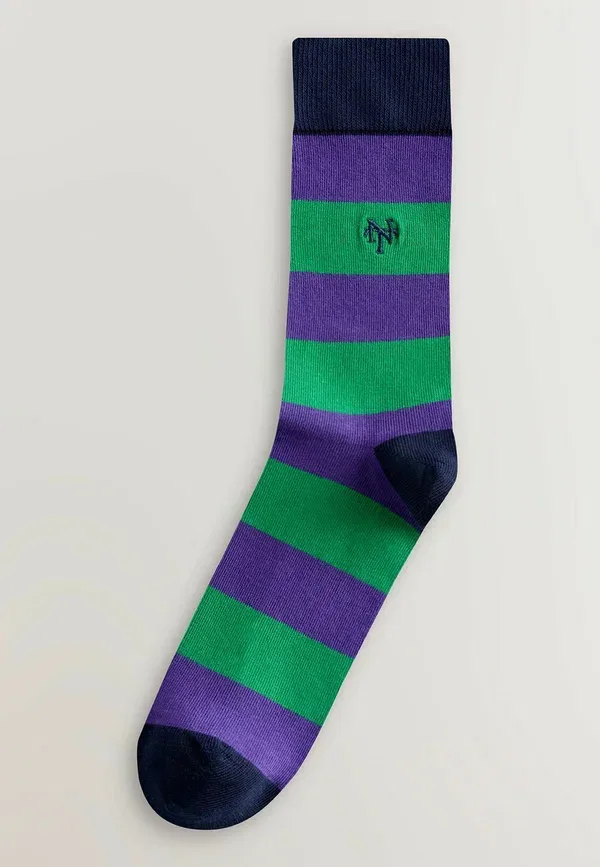Носки в полоску Geometric pattern socks eight pack Next Striped, синий/зеленый/оранжевый — фото 3