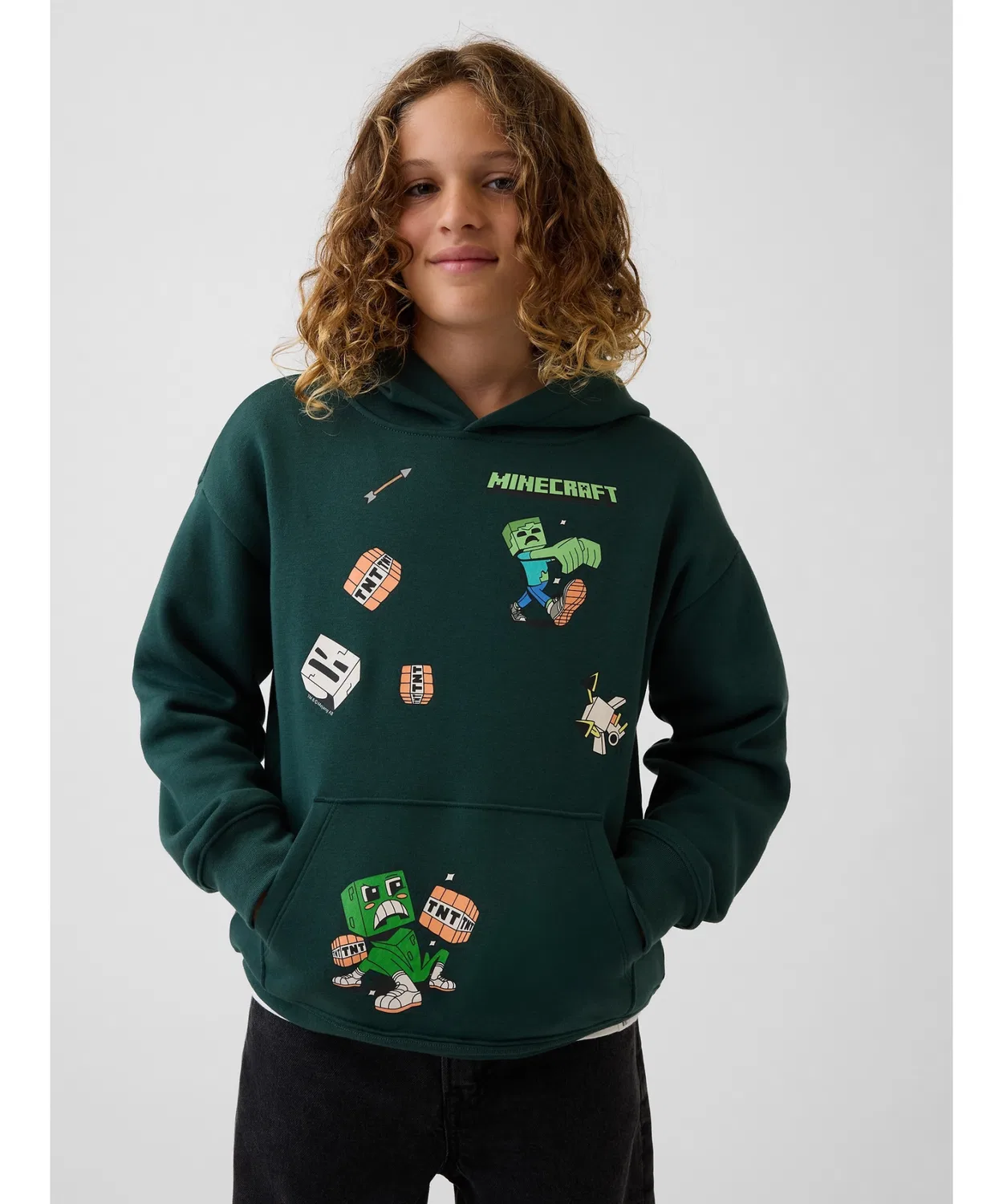 Детский худи для мальчиков с принтом Minecraft Relaxed Fit GAP, Green
