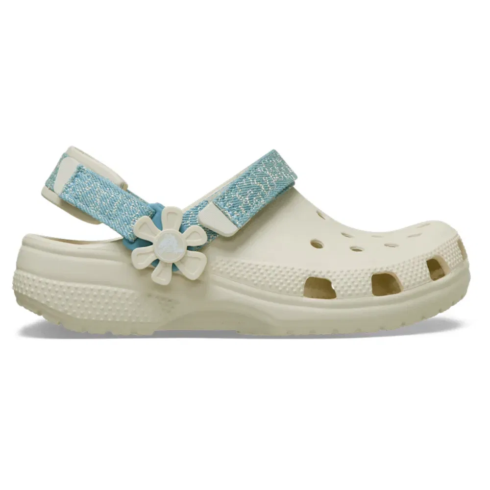 Клоги Classic Denim Flower с регулируемым ремешком Crocs, белый