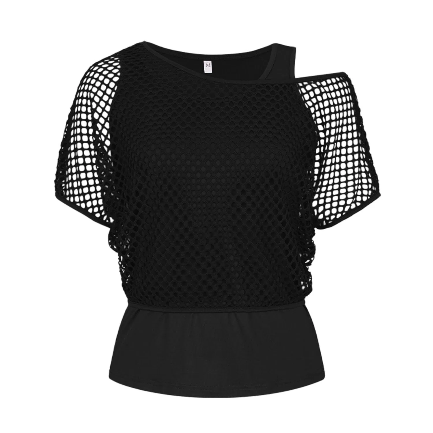 Женская футболка с открытыми плечами SexyFluo 80s Top, Black — фото 4