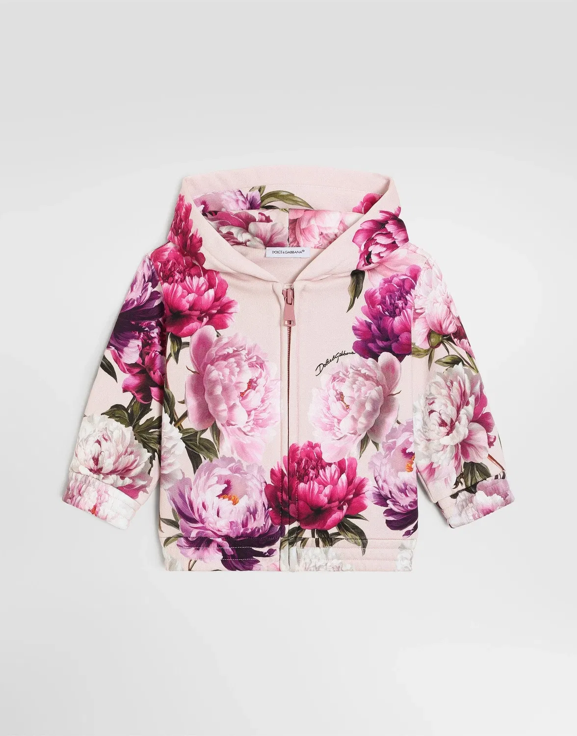 Хлопковый свитшот с пионами Dolce&Gabbana, бежевый
