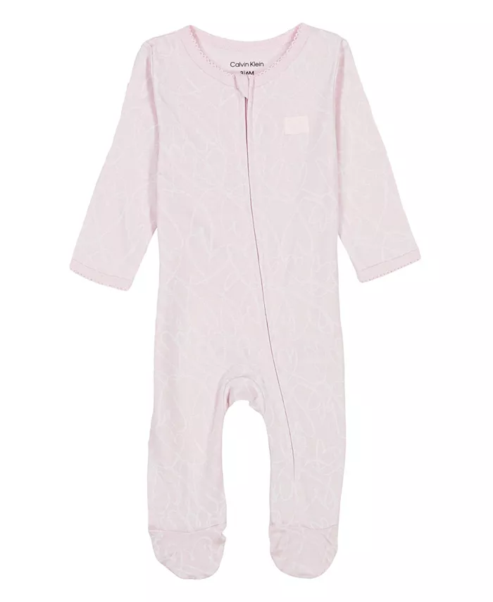 

Детский комбинезон на молнии с ножками и рисунком сердца Baby Girls Heart Sketch Calvin Klein